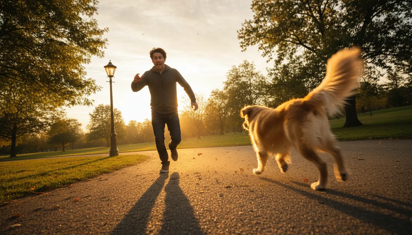 Error de dueño corriendo desesperado tras su perro provocando la huida